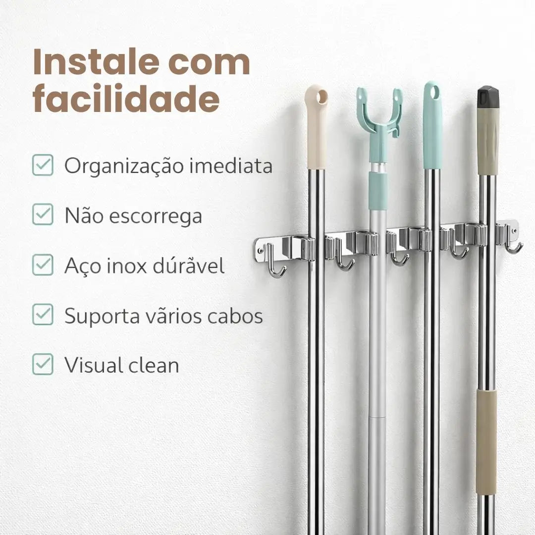 Suporte Organizador de Mops, Vassouras e Utensílios
